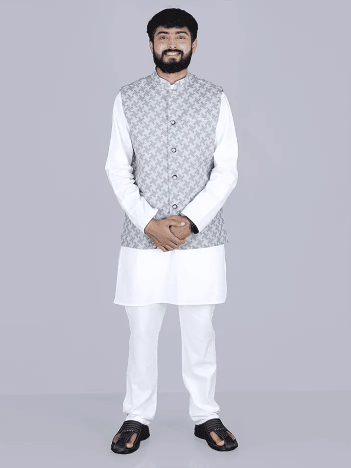 Gray Printed Poly Cotton Modi Jacket