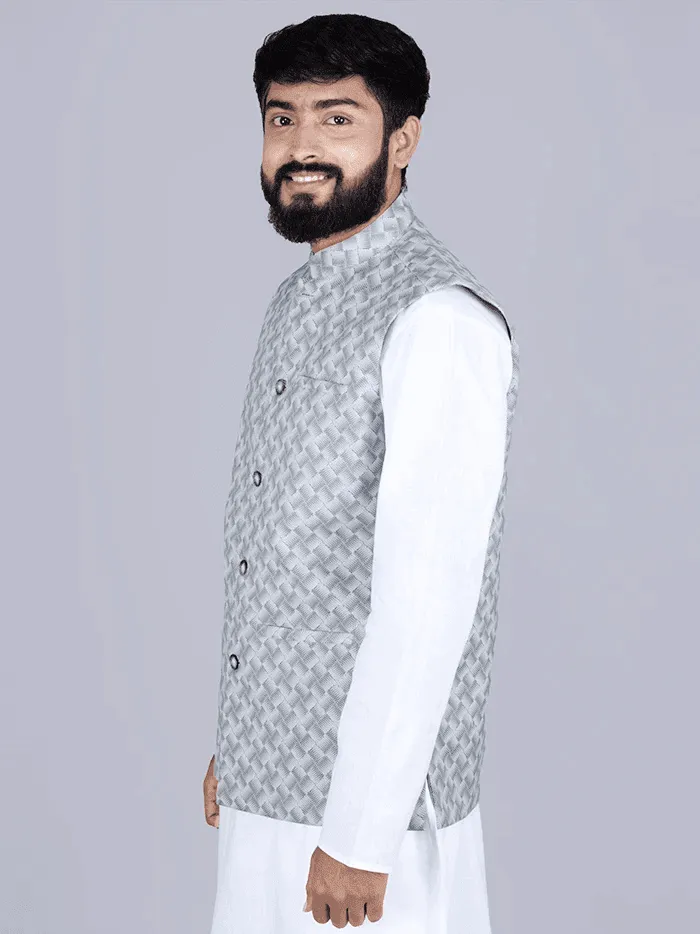 Gray Printed Poly Cotton Modi Jacket