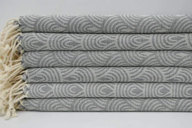 Gray Waves 100% Cotton Towel