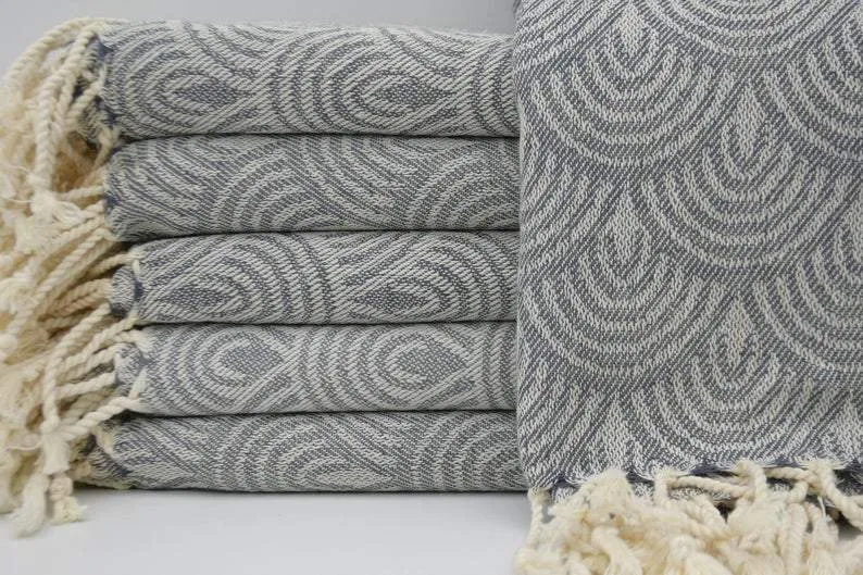 Gray Waves 100% Cotton Towel