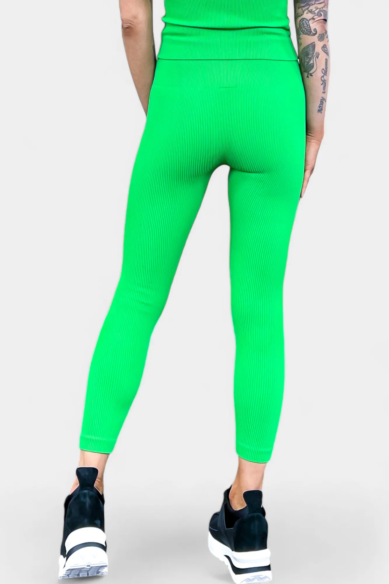 Green Ribbed Seamless Tank & Leggings Set [NO RETURNS]