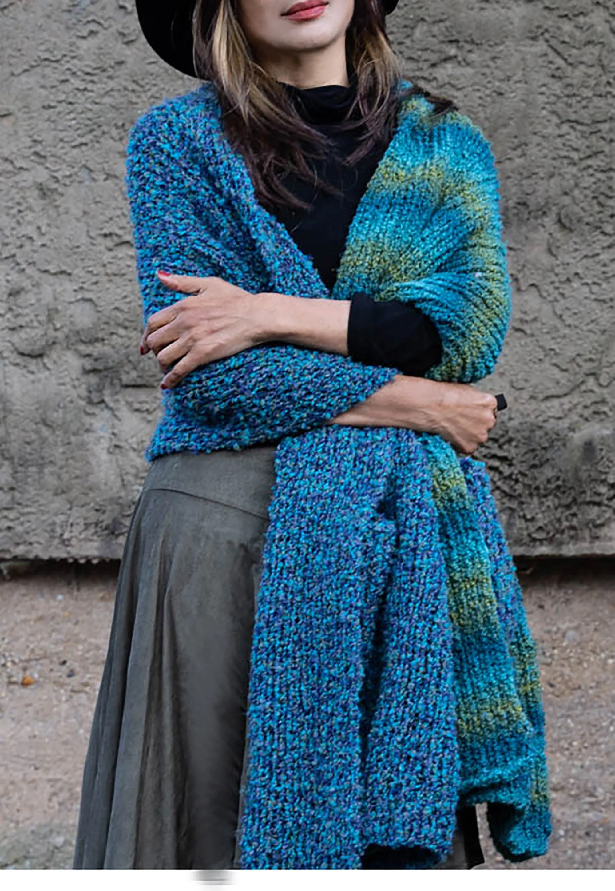 Green-Tone Travel Scarf Cardigan