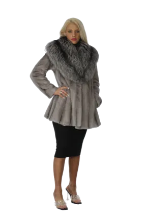 Grey Mist Mink Jacket with Silver Fox Cape Collar