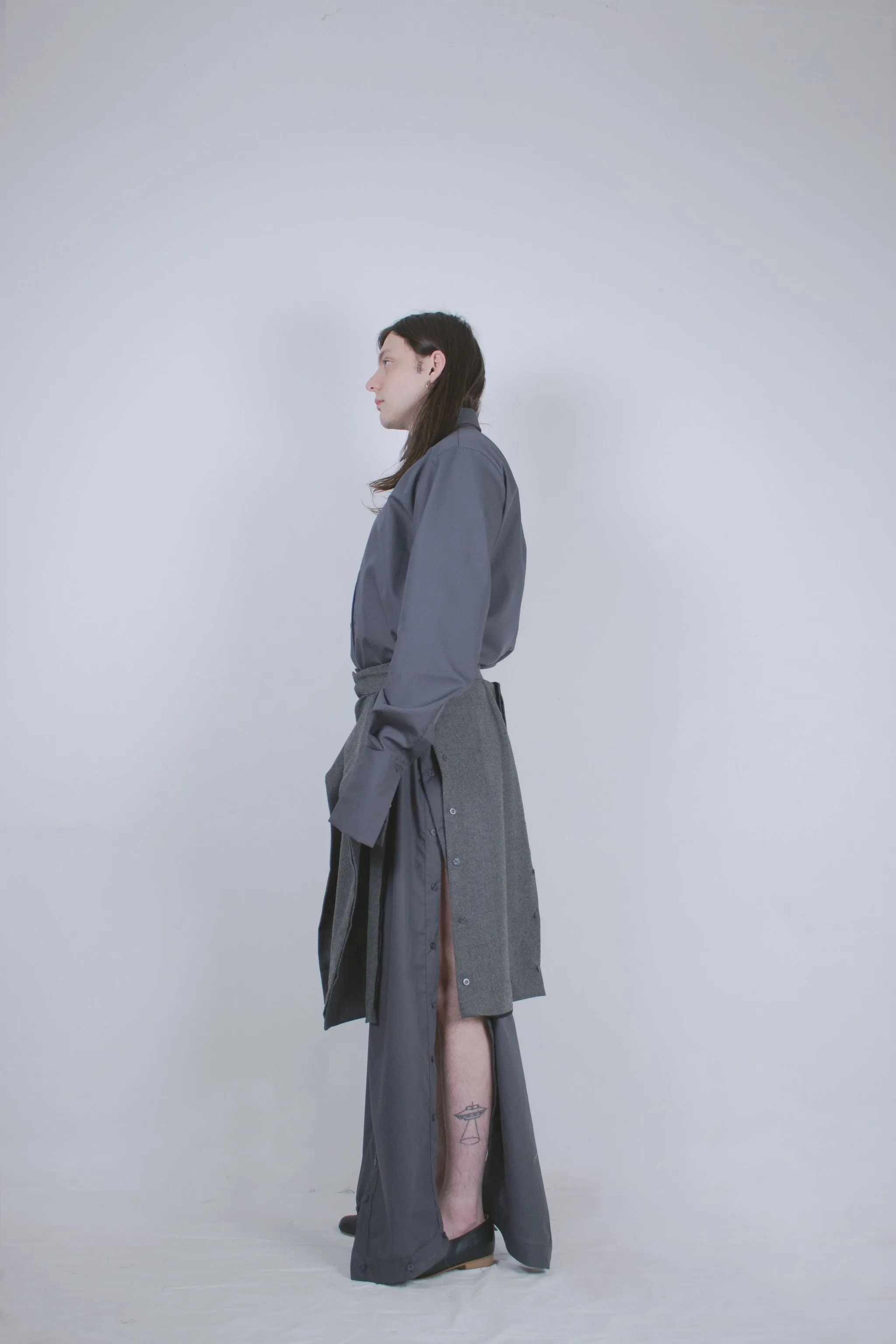 Grey Wool Buttoned Culottes