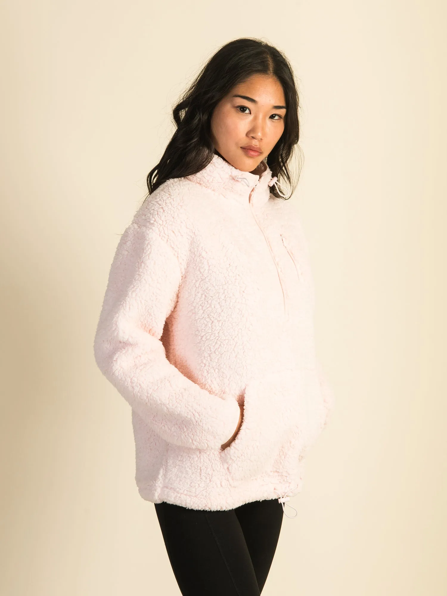 HARLOW TEDDY SHERPA QUARTER ZIP - LIGHT PINK