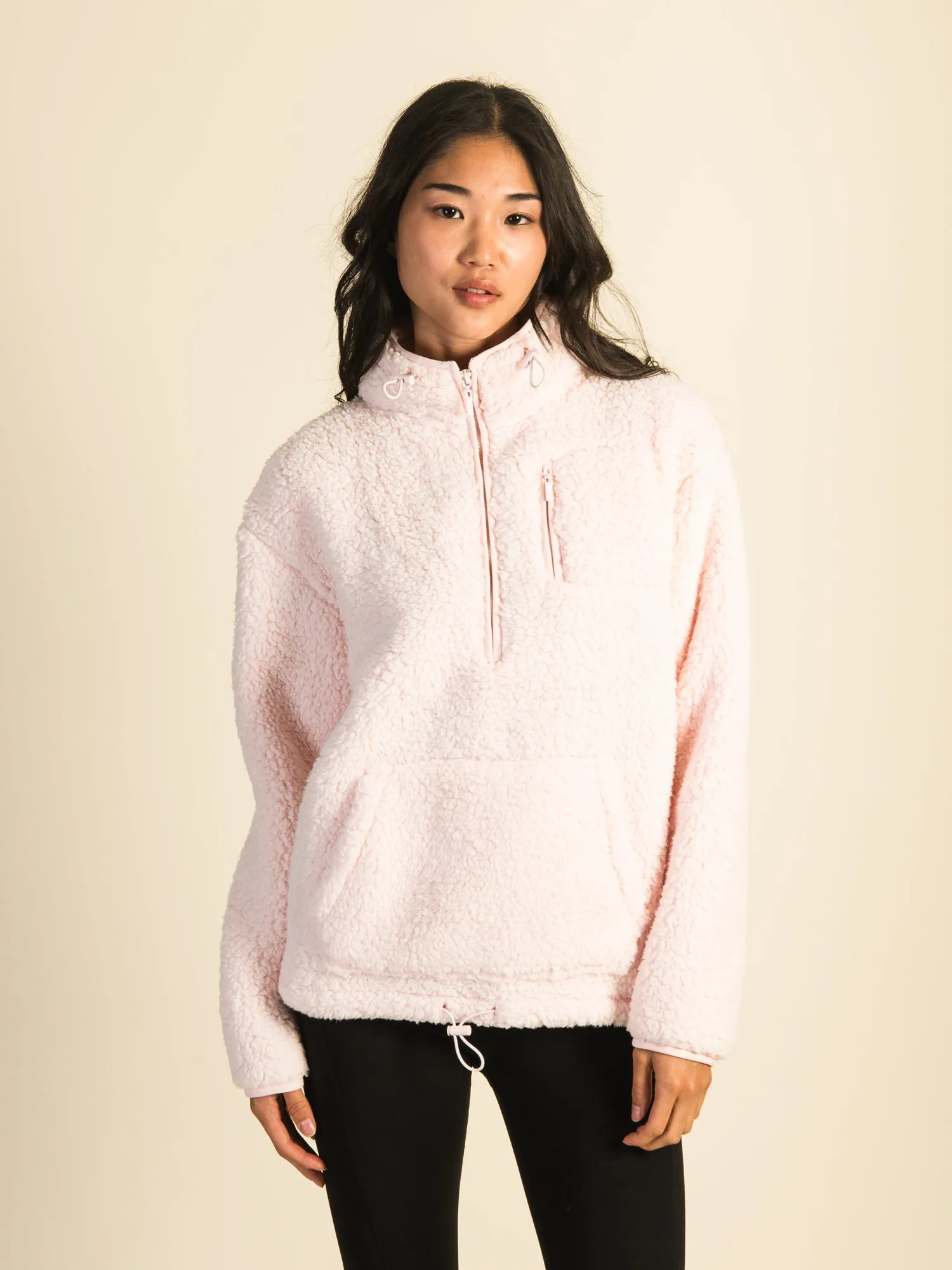 HARLOW TEDDY SHERPA QUARTER ZIP - LIGHT PINK