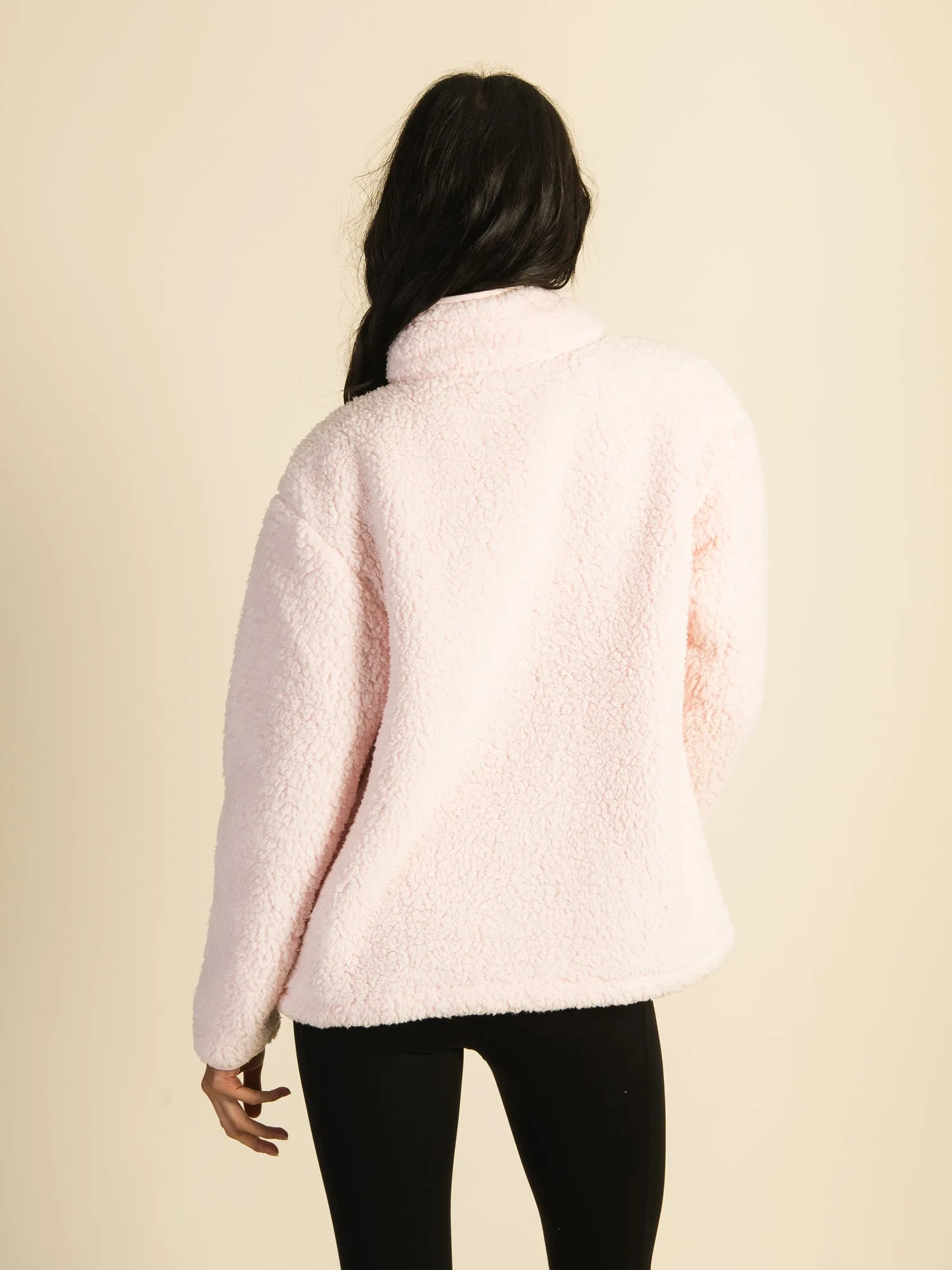 HARLOW TEDDY SHERPA QUARTER ZIP - LIGHT PINK