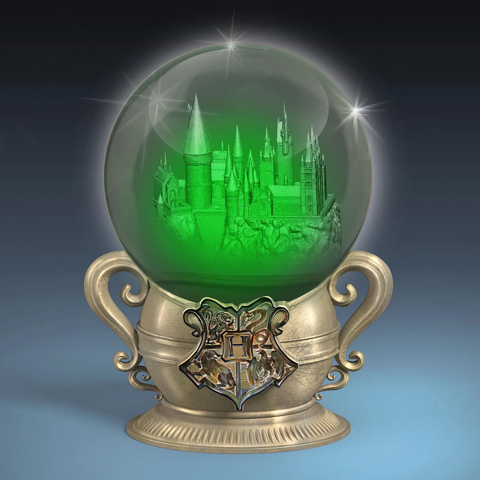 Harry Potter Laser-Etched Glass Orb Lights Up With HOGWARTS House Colors