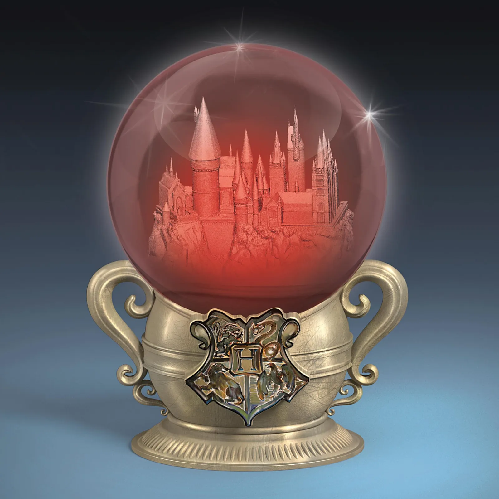 Harry Potter Laser-Etched Glass Orb Lights Up With HOGWARTS House Colors