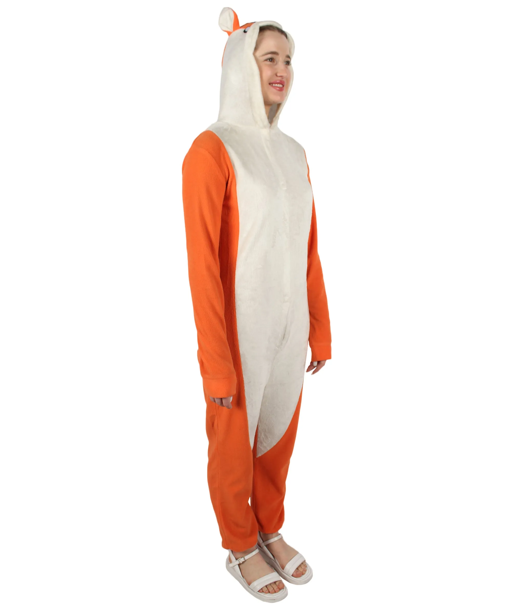 HPO Adult Women's Orange and White Jumpsuit Squirrel Costume Bundle