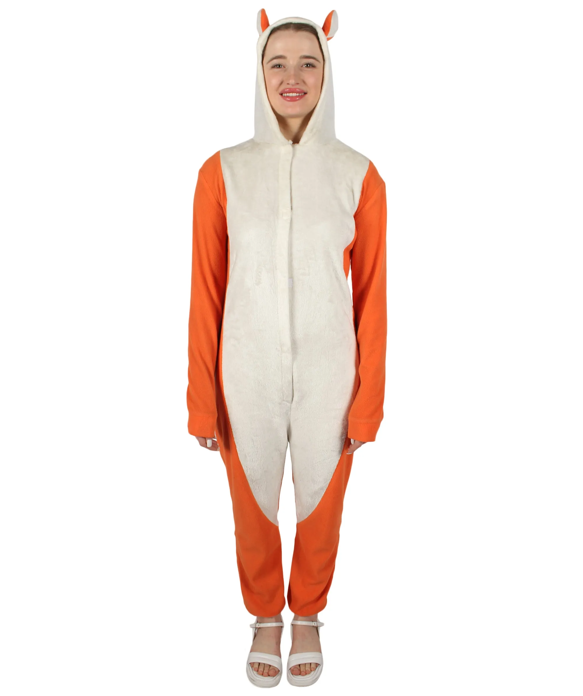 HPO Adult Women's Orange and White Jumpsuit Squirrel Costume Bundle