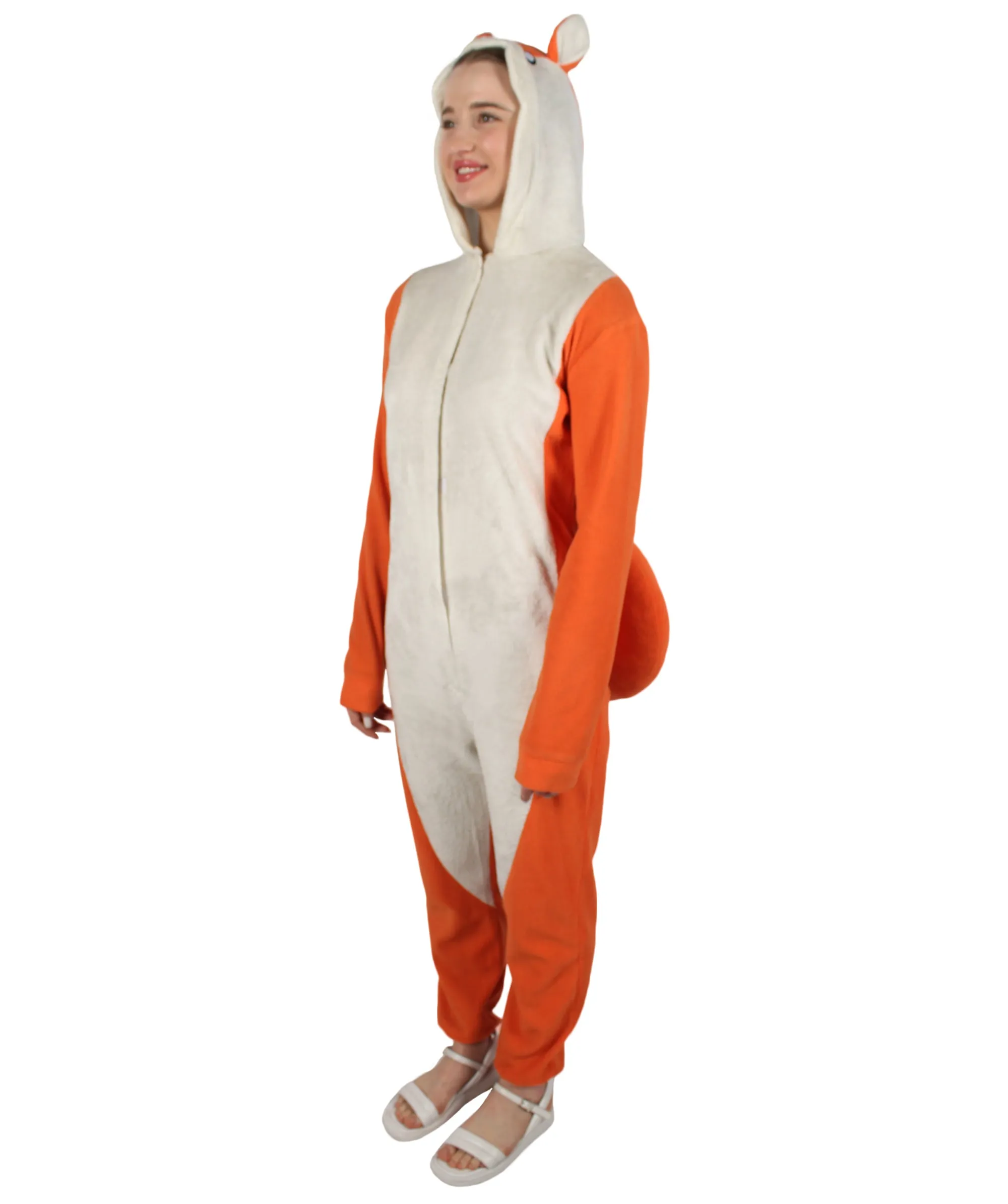 HPO Adult Women's Orange and White Jumpsuit Squirrel Costume Bundle