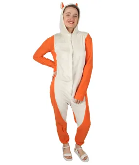 HPO Adult Women's Orange and White Jumpsuit Squirrel Costume Bundle