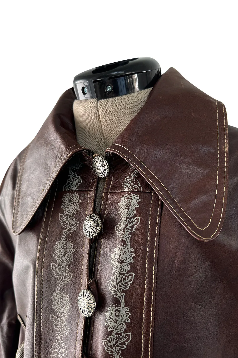 Important Fall 1972 Bill Gibb Debut Collection Brown Leather 'Bee' Jacket