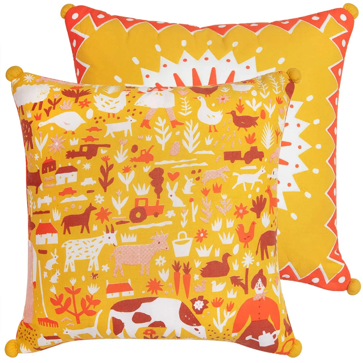 Indian Summer Pom Pom Cushion Cover