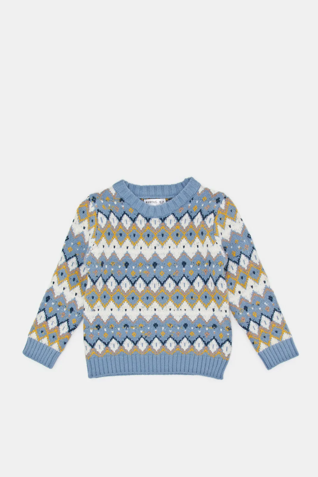 Infant Boys Blue Fair Isle Heavy Pullover