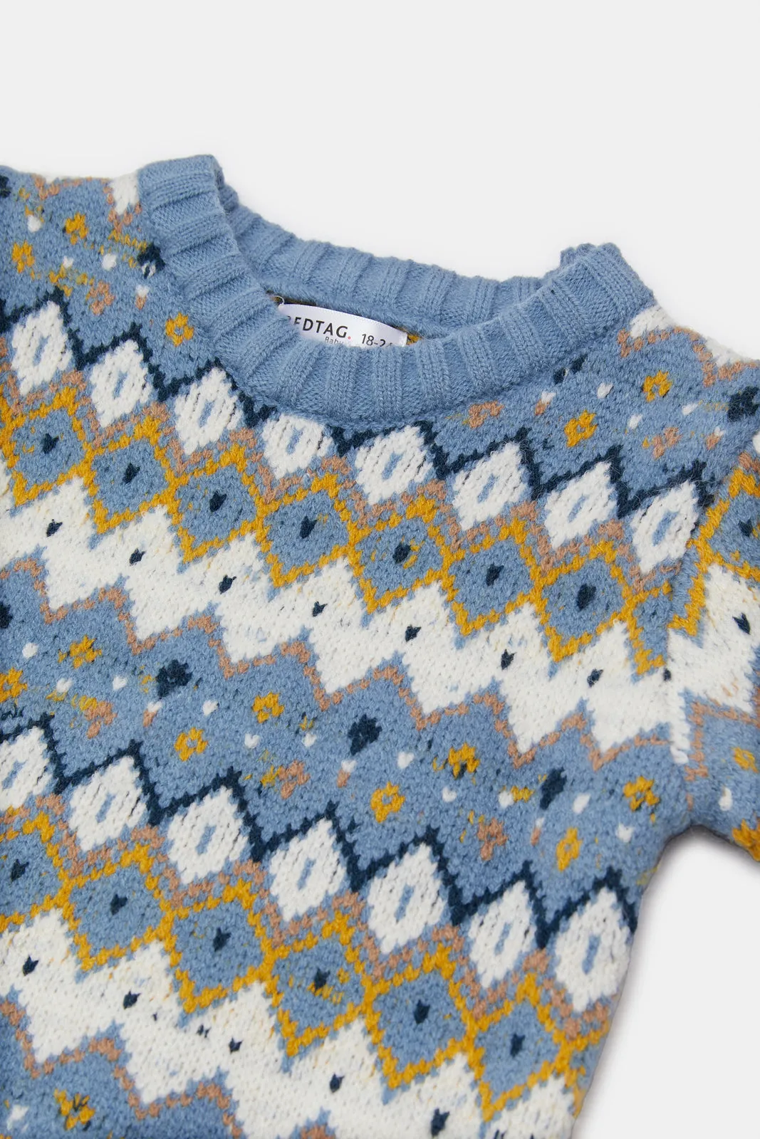 Infant Boys Blue Fair Isle Heavy Pullover