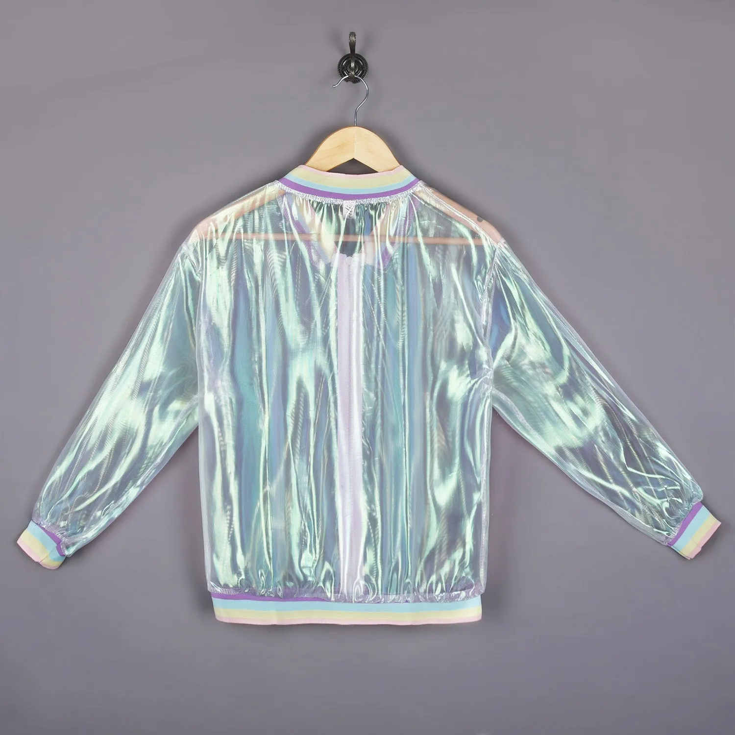 Iridescent Organza Jacket With Rainbow Cuffs