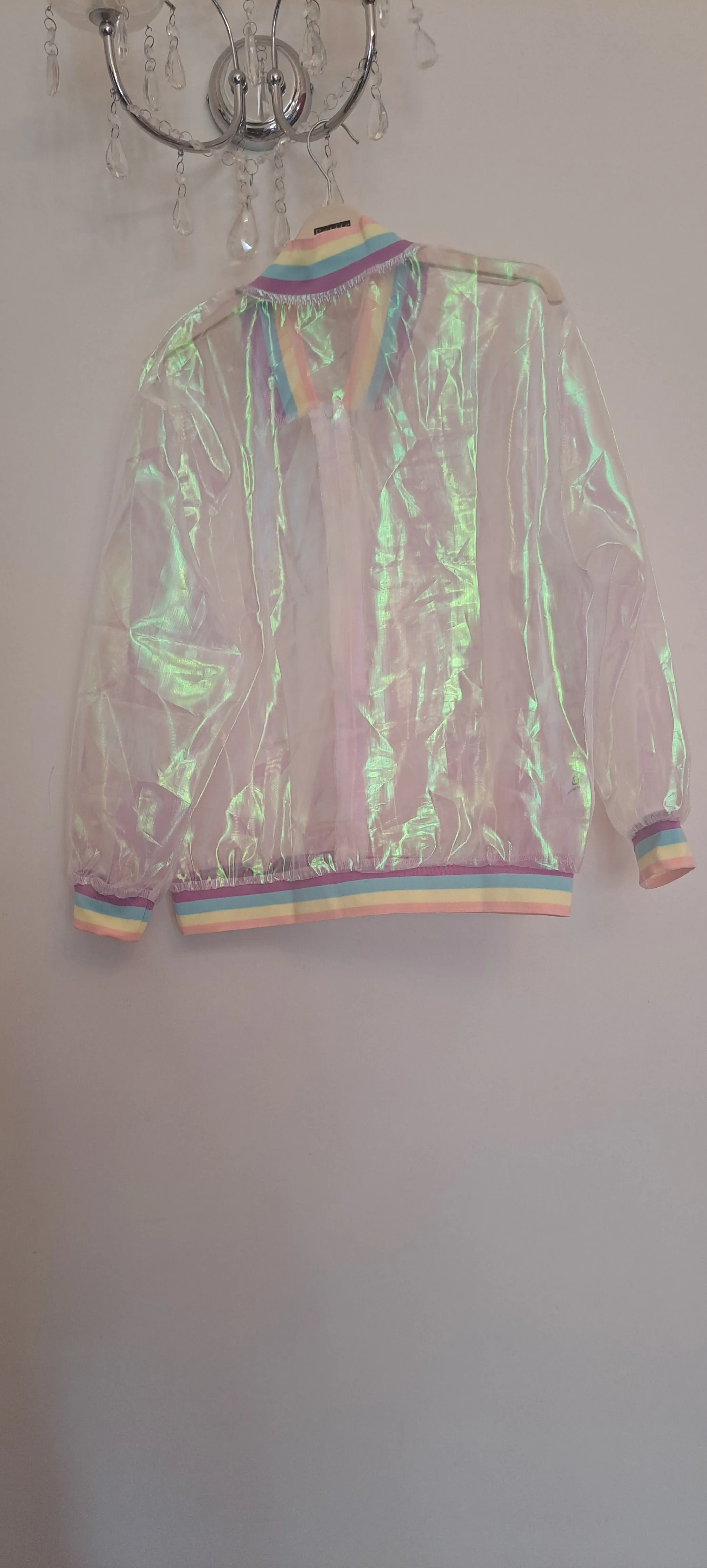 Iridescent Organza Jacket With Rainbow Cuffs