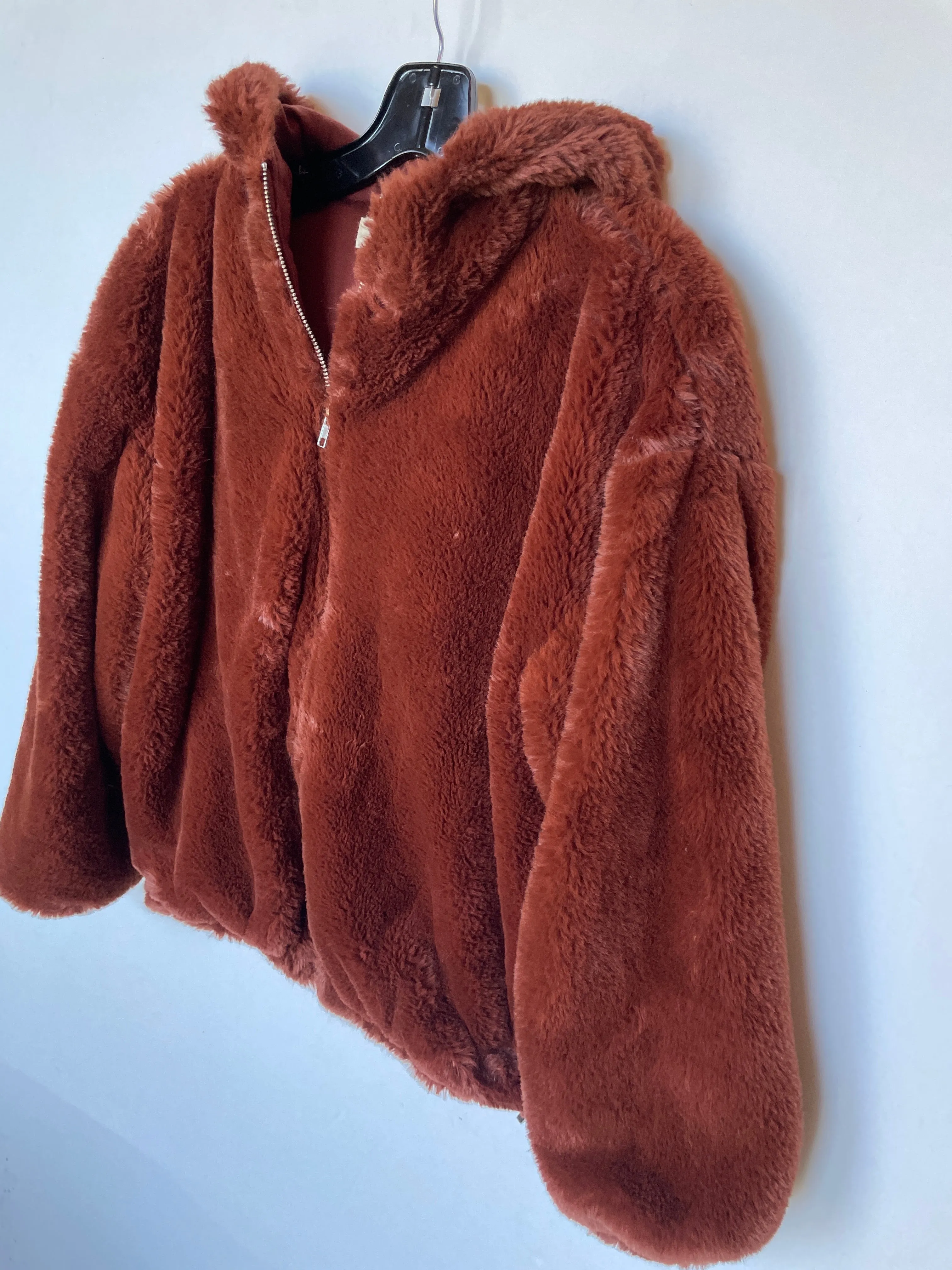 Jacket Faux Fur & Sherpa By Clothes Mentor In Brown, Size: S