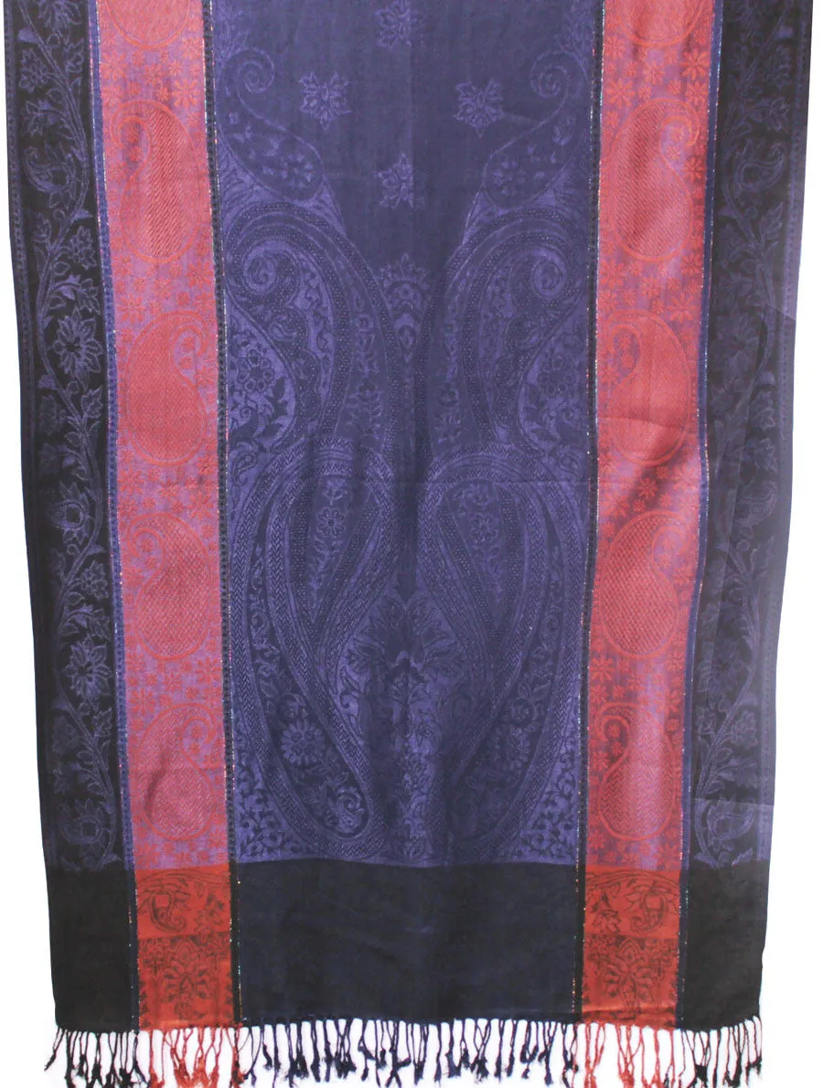 Jamawar Indian Shawl Scarf Womens Wrap India Clothing (Blue, 80 x 28 inches)