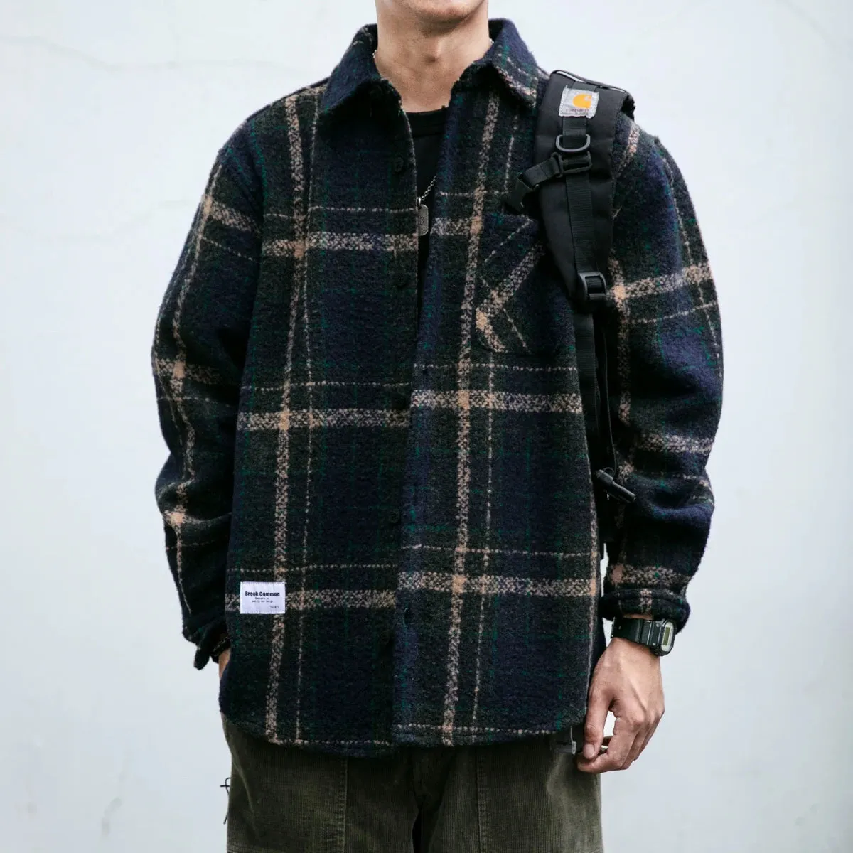 Japanese Vintage Plaid Cargo Shirts - High Quality Casual Coat