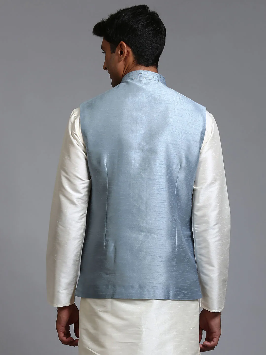 Jashvi Men's Grey Embellished Jacket