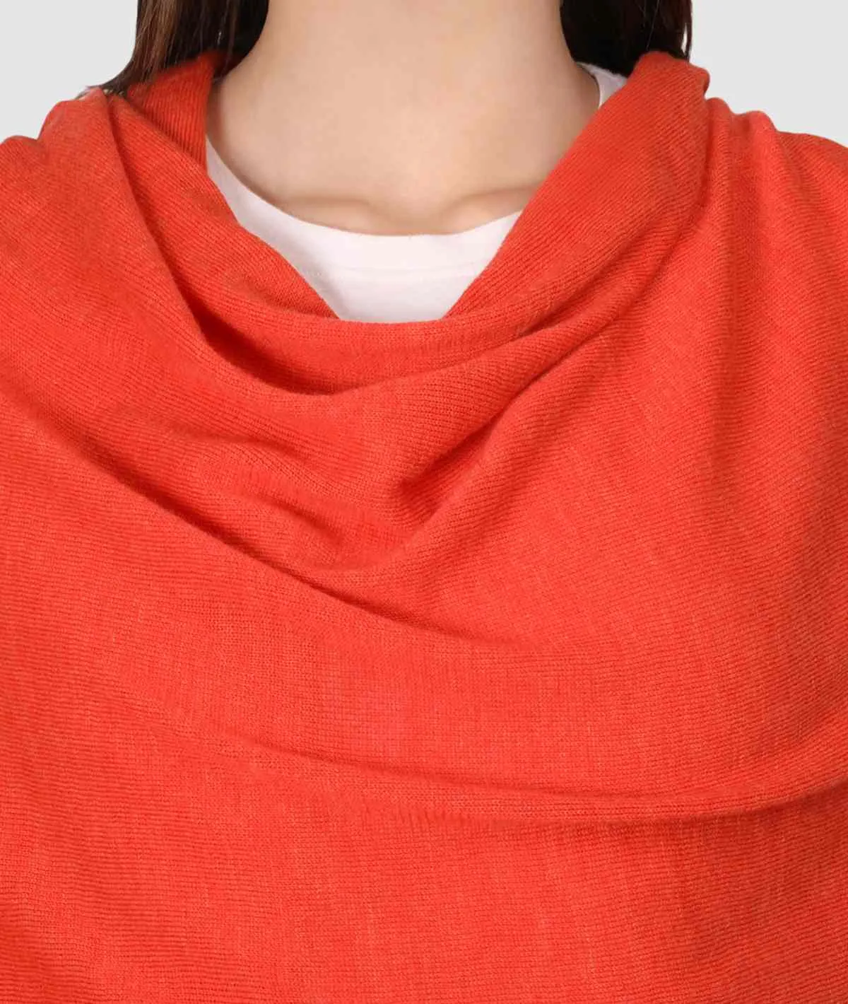 Jersey Knit 100% Merino Wool Shawl (Orange Melange)