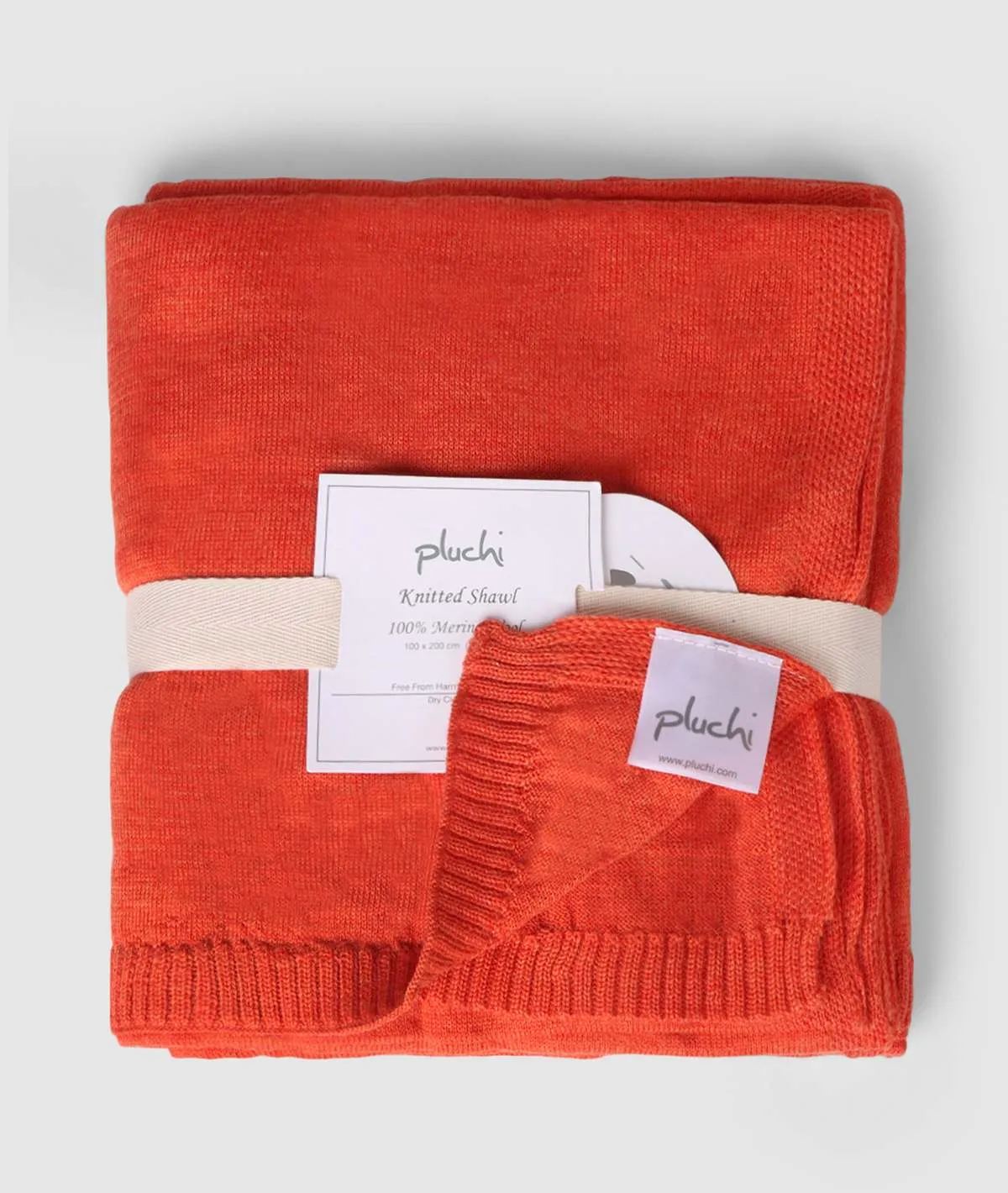 Jersey Knit 100% Merino Wool Shawl (Orange Melange)