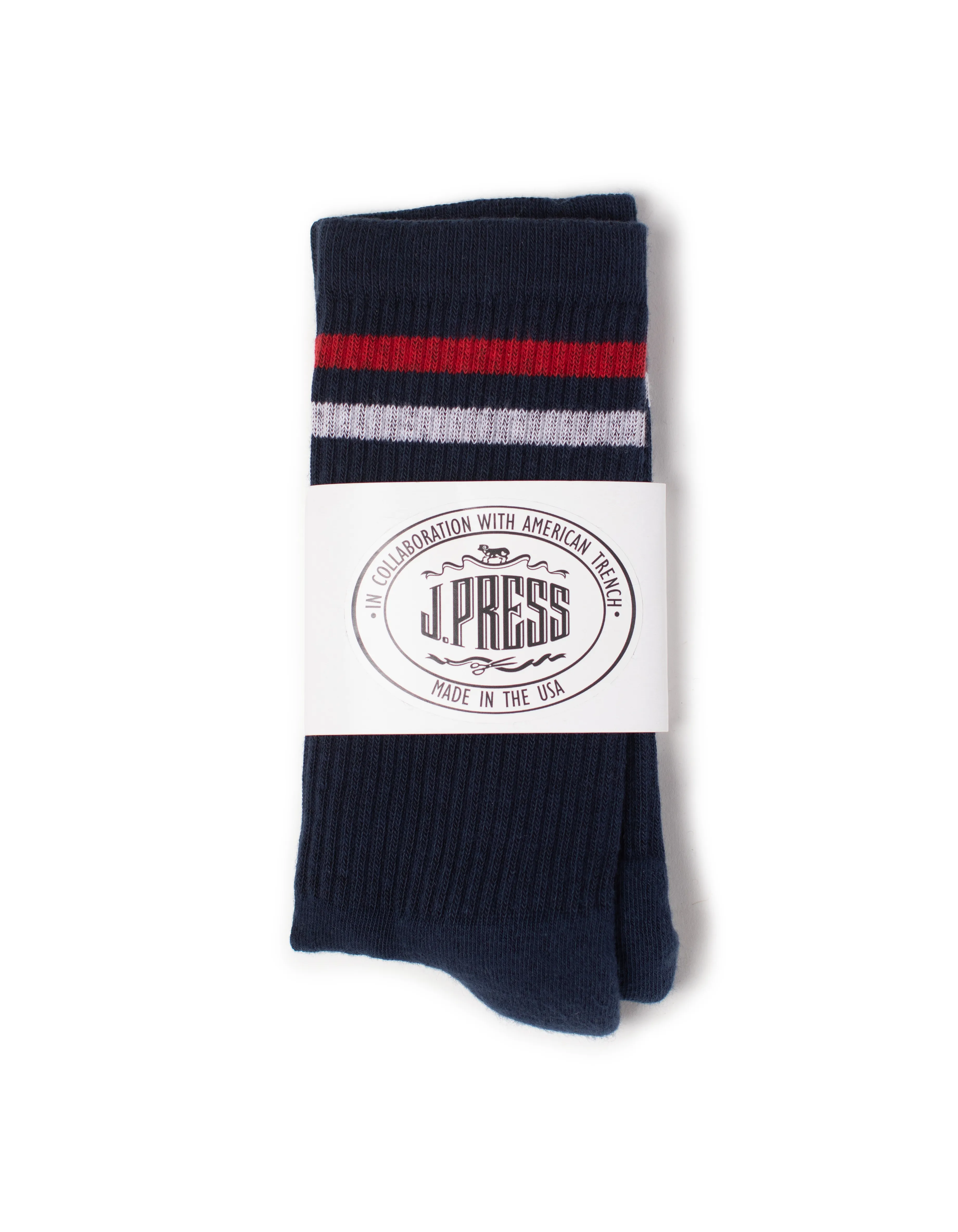 J.PRESS X AMERICAN TRENCH SOCKS - NAVY TENNIS STRIPE