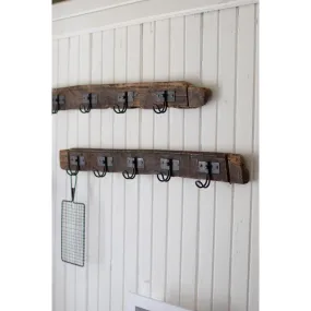 Kalalou - RECYCLED WOOD COAT RACK WITH FIVE WIRE HOOKS - NMCC1055