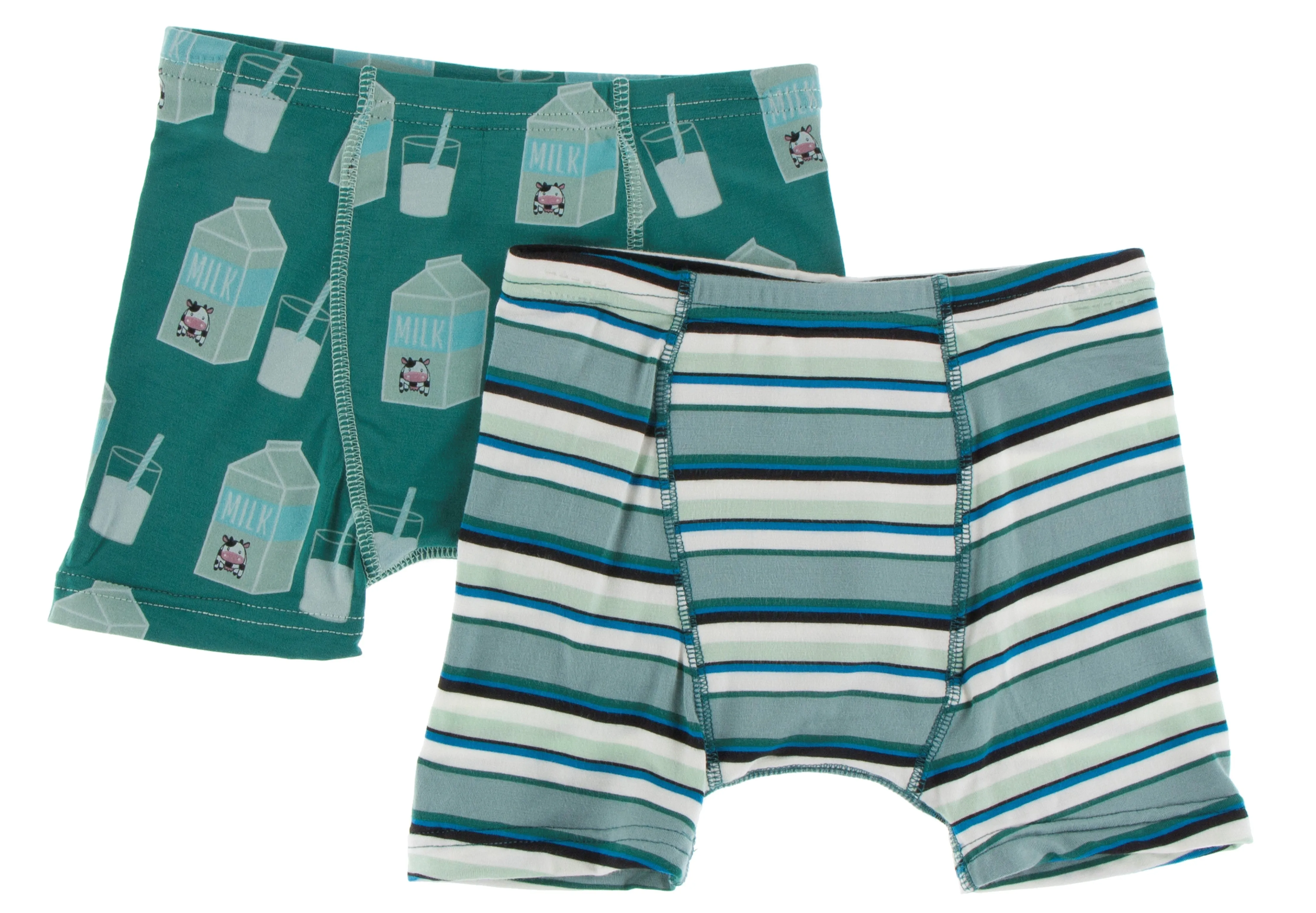 KicKee Pants Ivy Milk & Multi Agriculture Stripe Boxer Brief Set