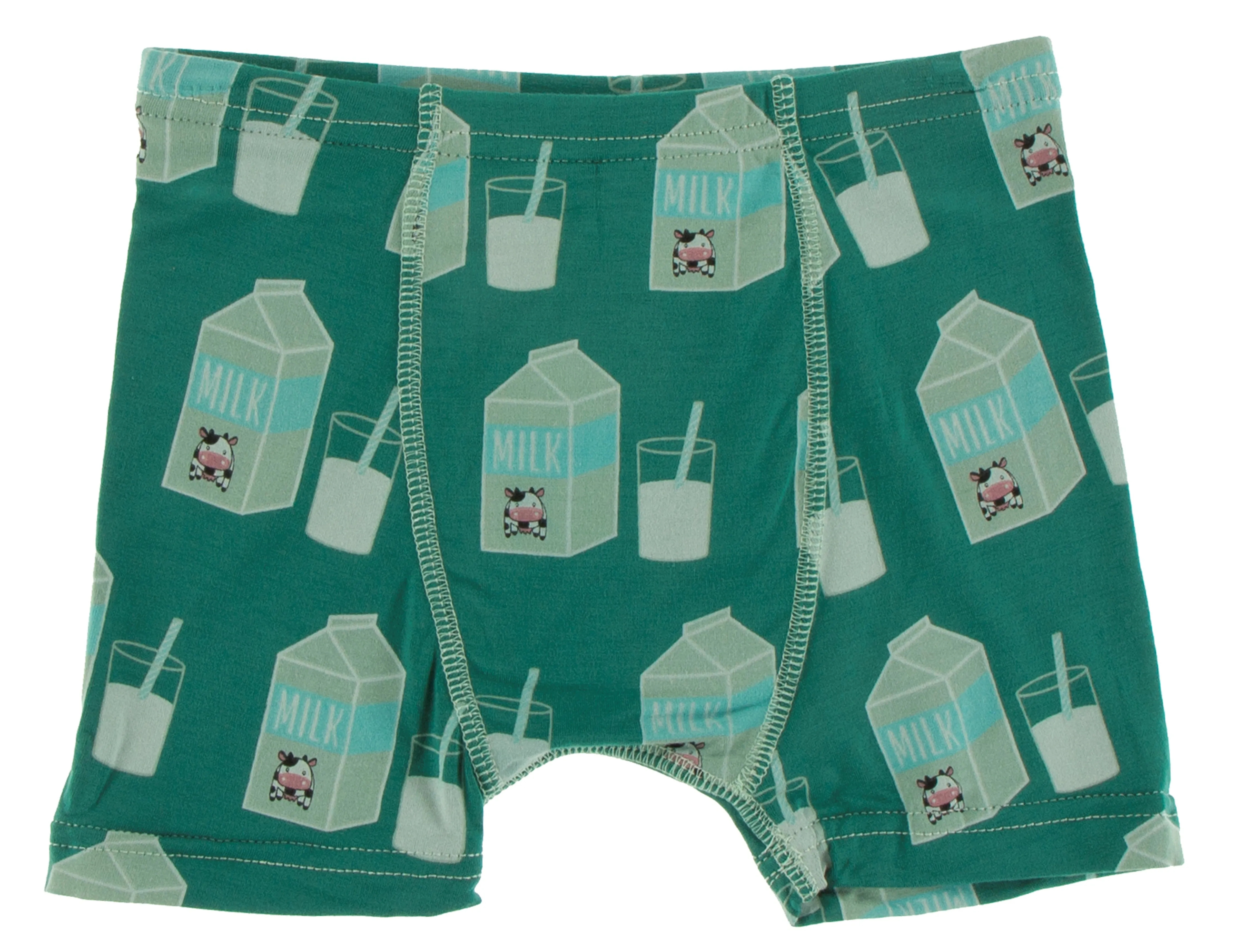 KicKee Pants Ivy Milk & Multi Agriculture Stripe Boxer Brief Set