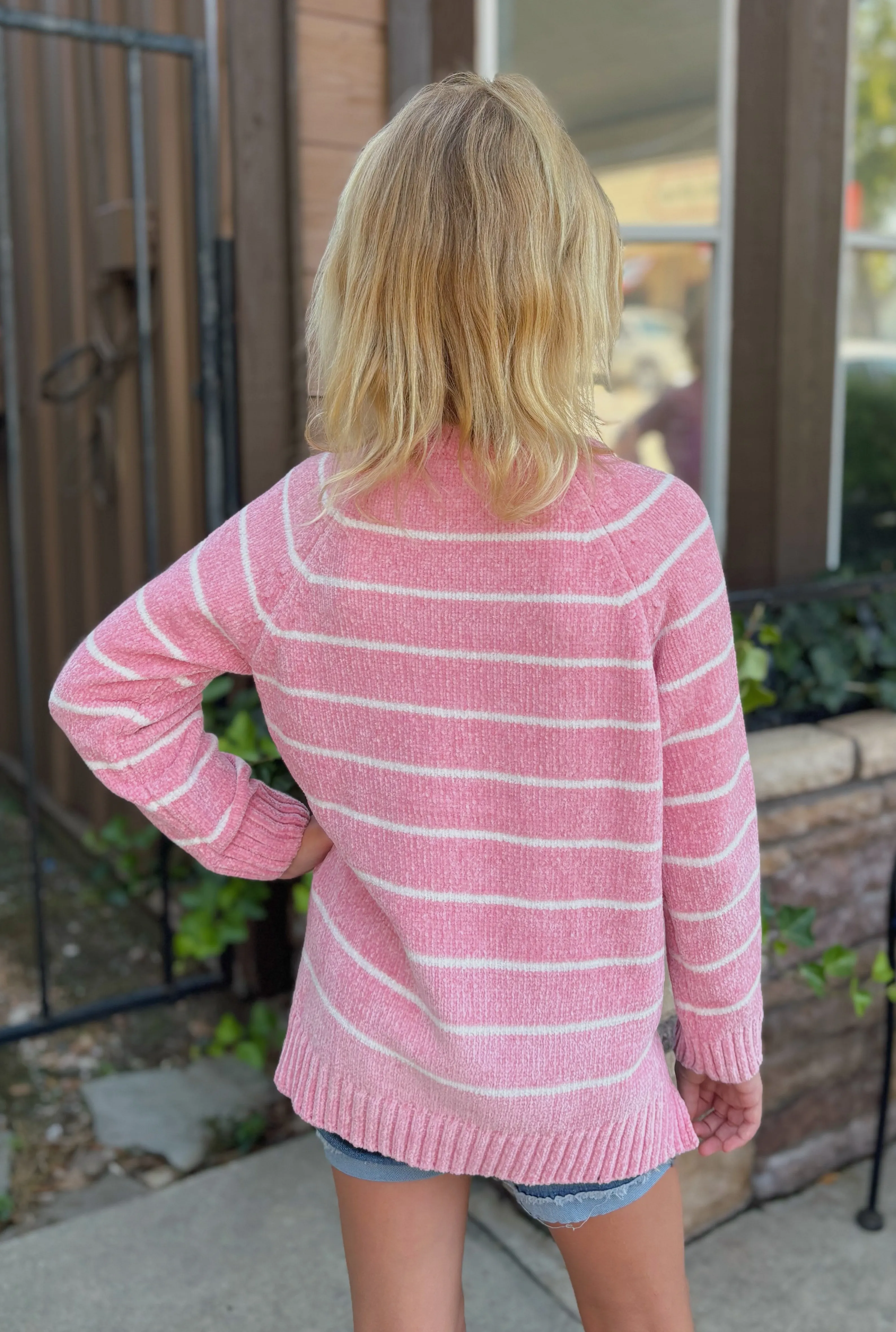 KID'S PINK SEQUIN BOW SWEATER