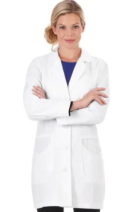 Ladies 33" High Collar Stretch Labcoat by Meta Pro