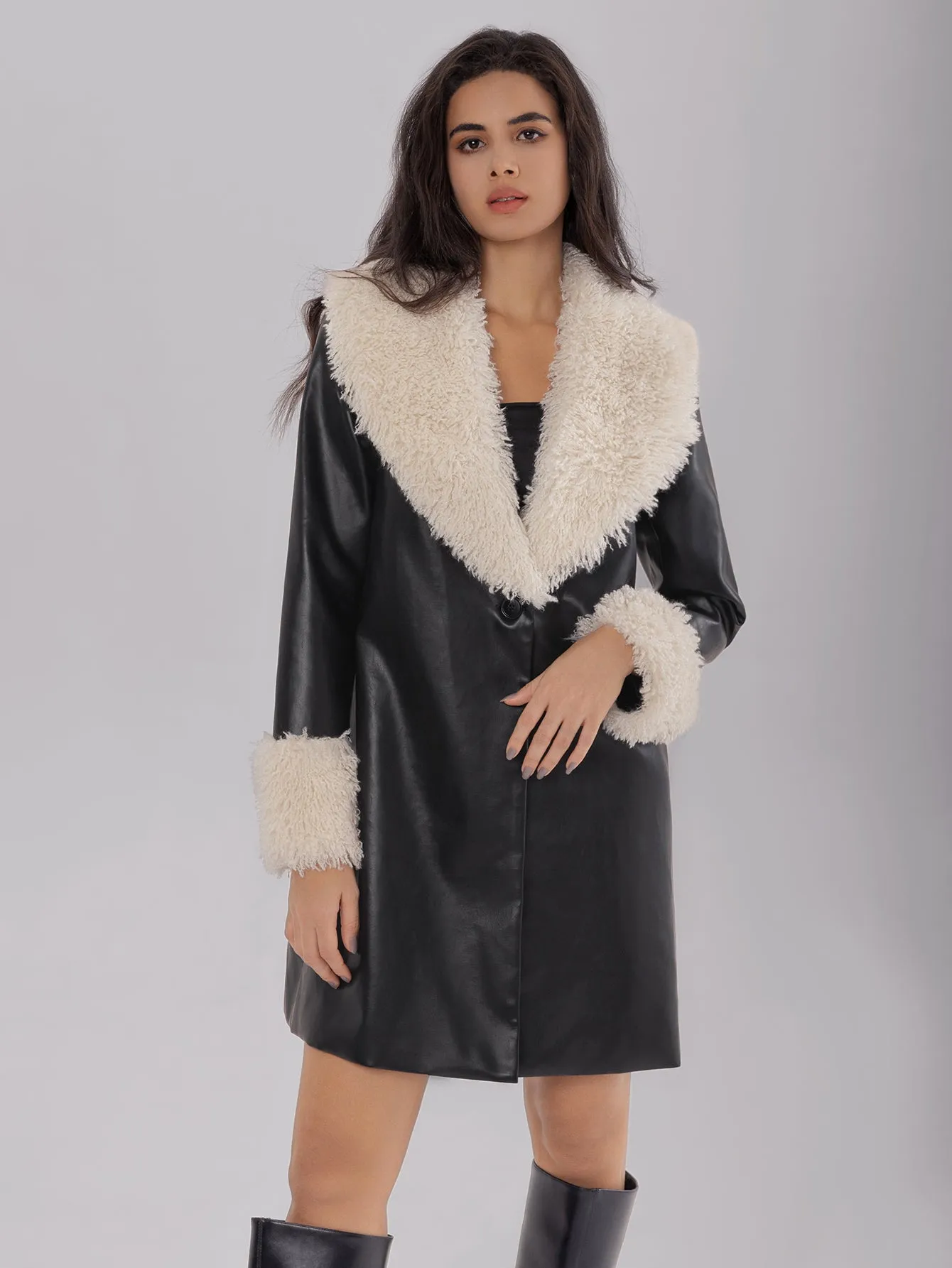 Ladies Long Black Fur Winter Jacket