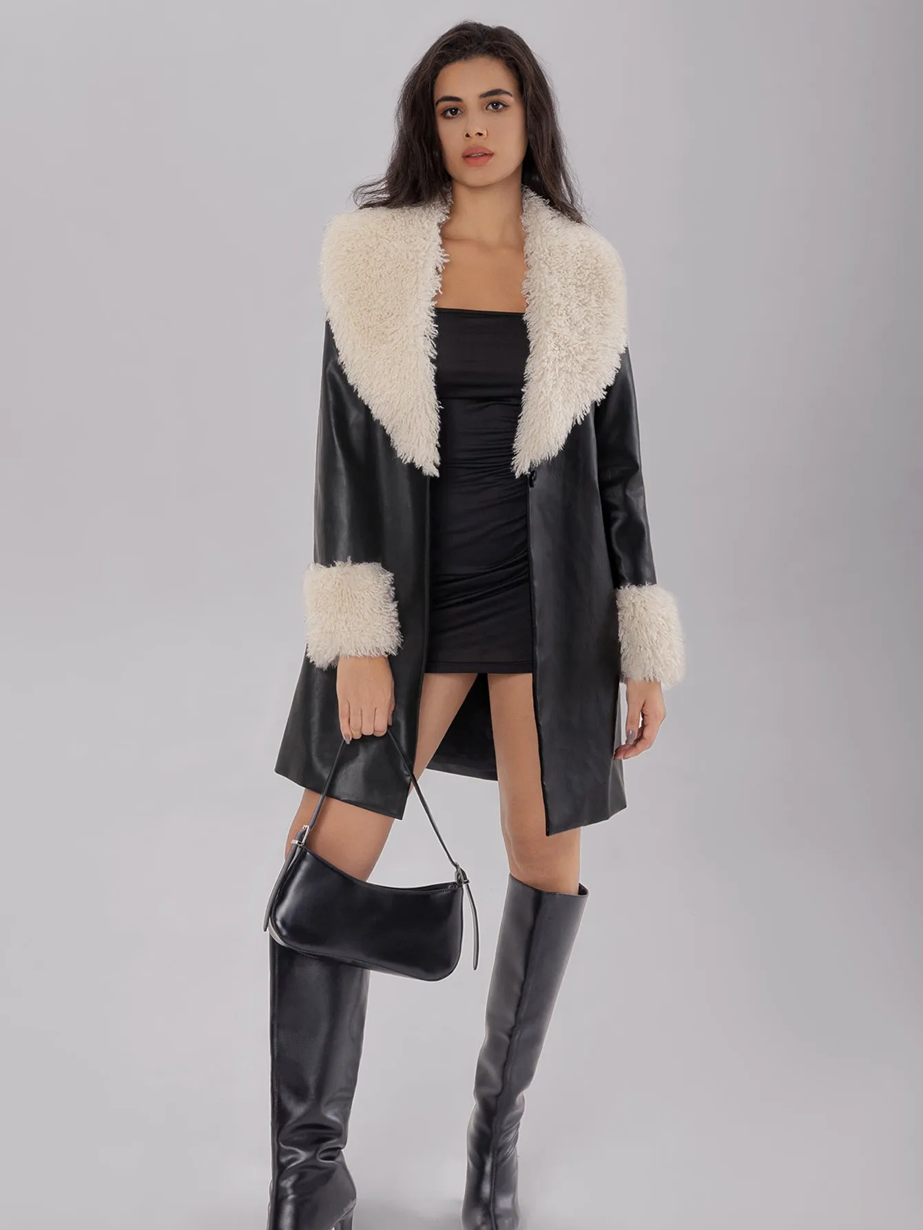 Ladies Long Black Fur Winter Jacket