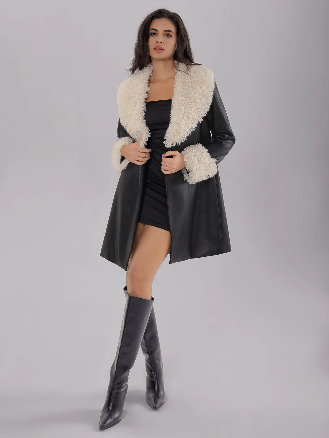 Ladies Long Black Fur Winter Jacket