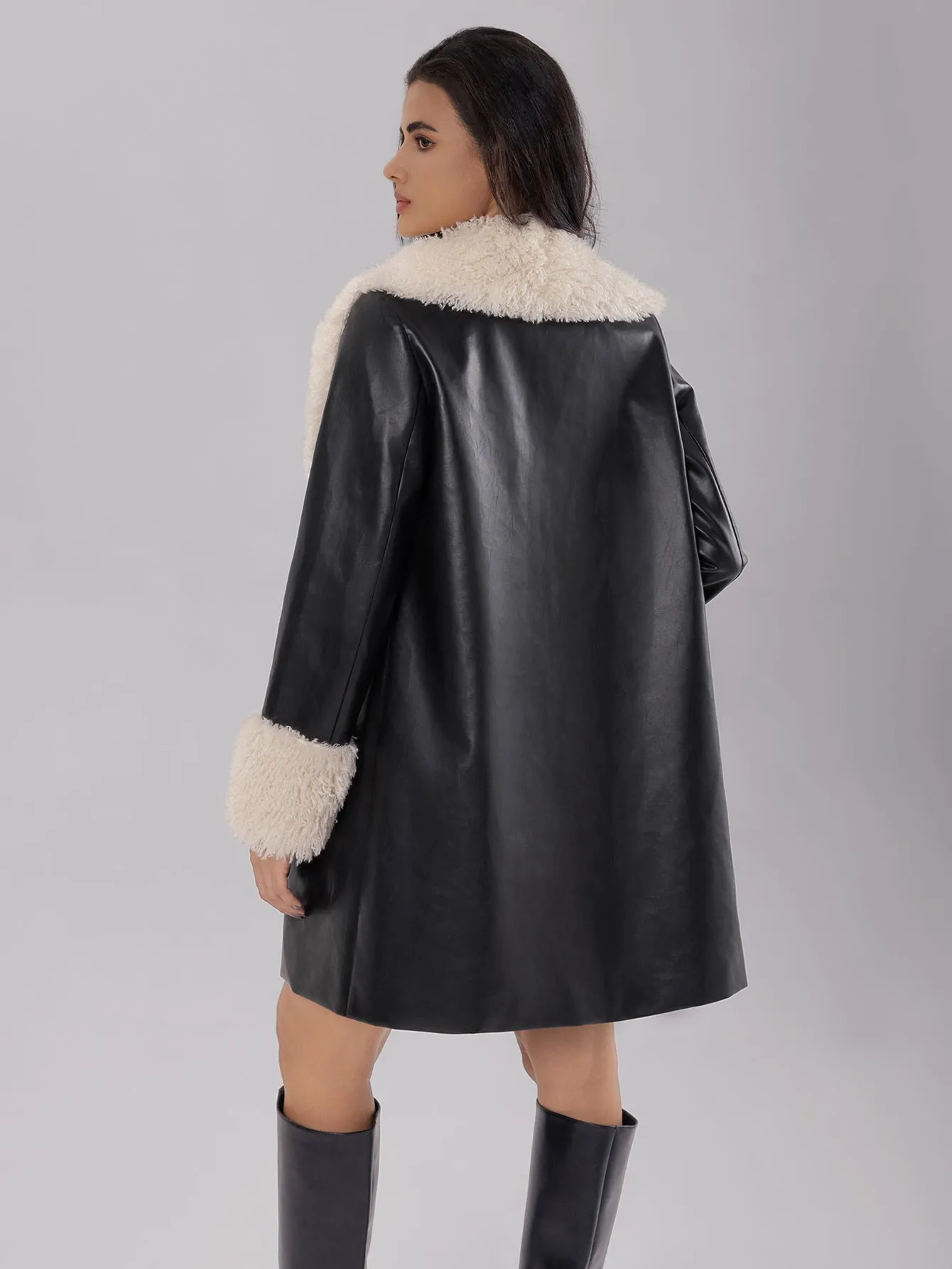 Ladies Long Black Fur Winter Jacket