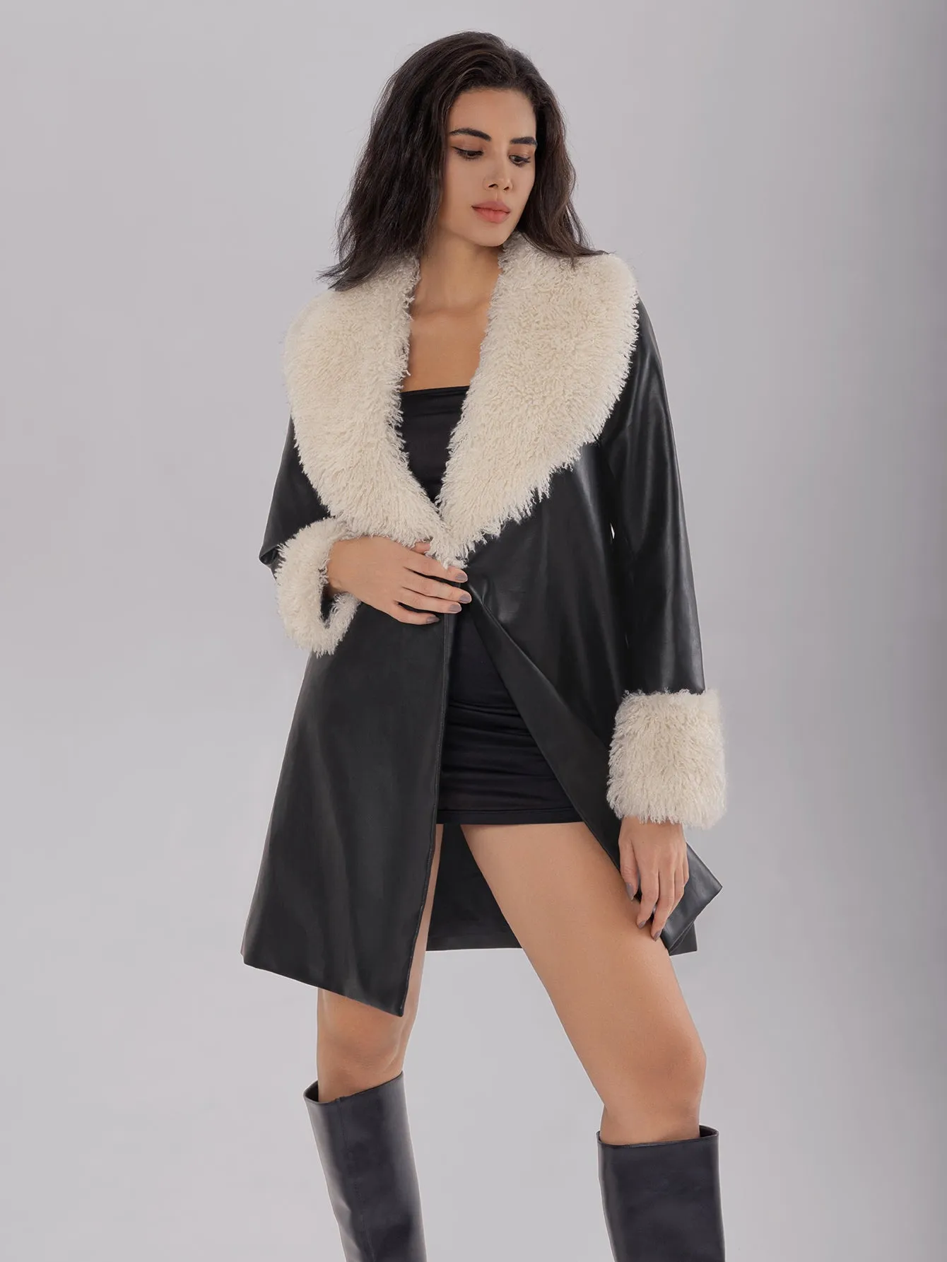 Ladies Long Black Fur Winter Jacket