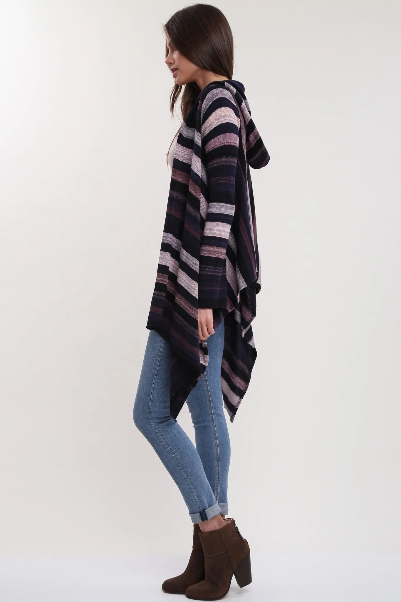 Leona Hooded Wrap Sweater in Urban Mist