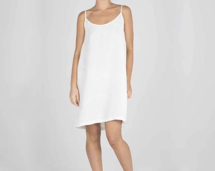 LINEN SLIP DRESS WHITE S/M