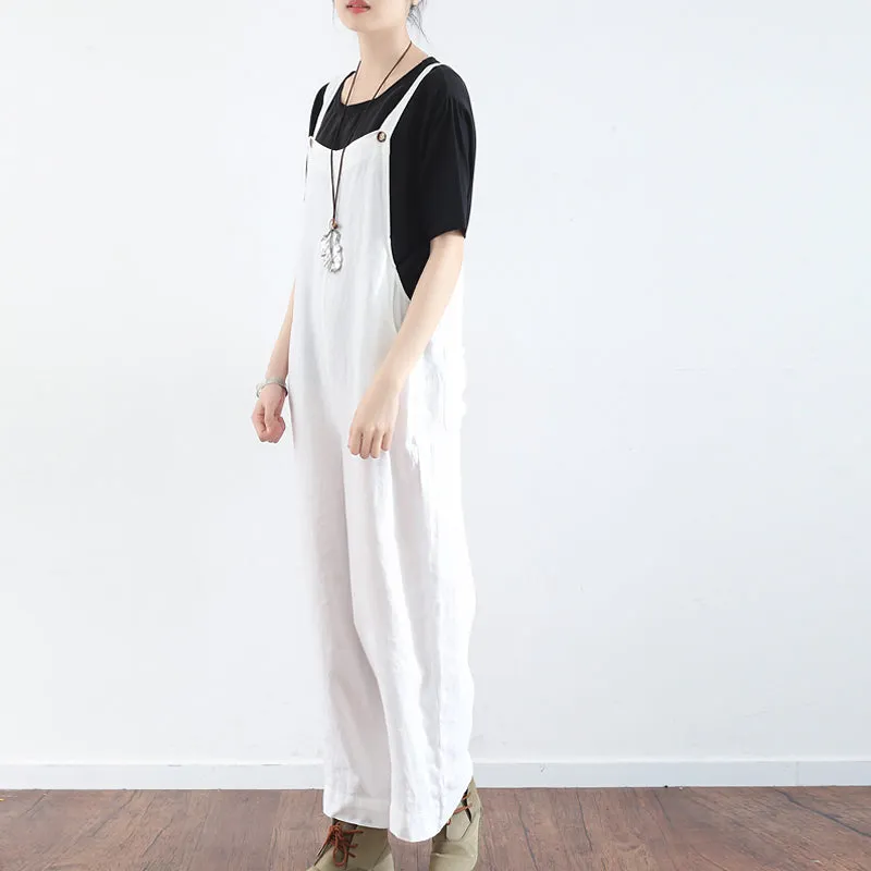 Loose Casual Linen Wide Leg Overalls For Women