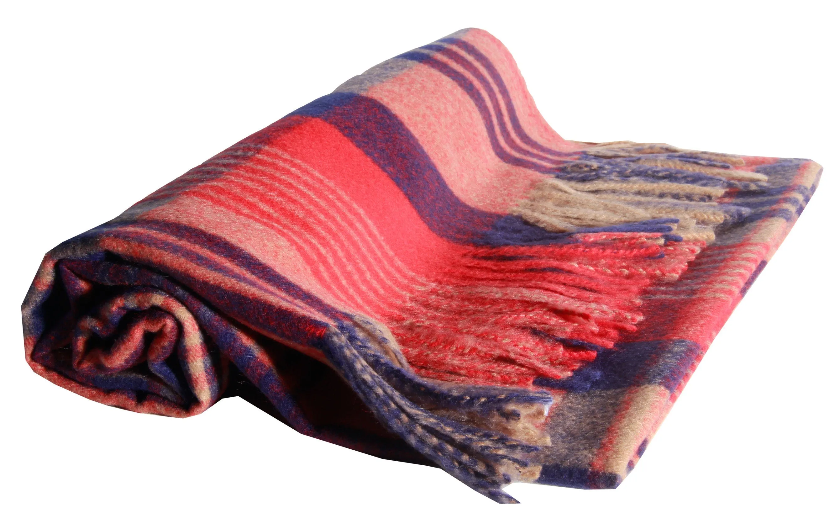 Luxury Unisex cashmere scarf BLUE RED check pattern stole shawl wrap pashmina soft light weight and warm Winter Scarf xmas gift for anyone