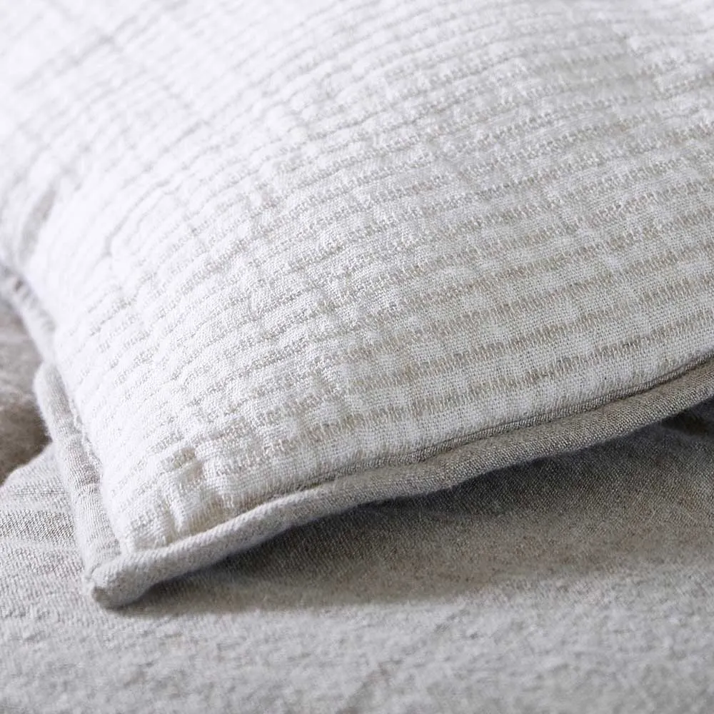 Marina Reversible Quilted Bed Cover - Natural w' Natural Stripe