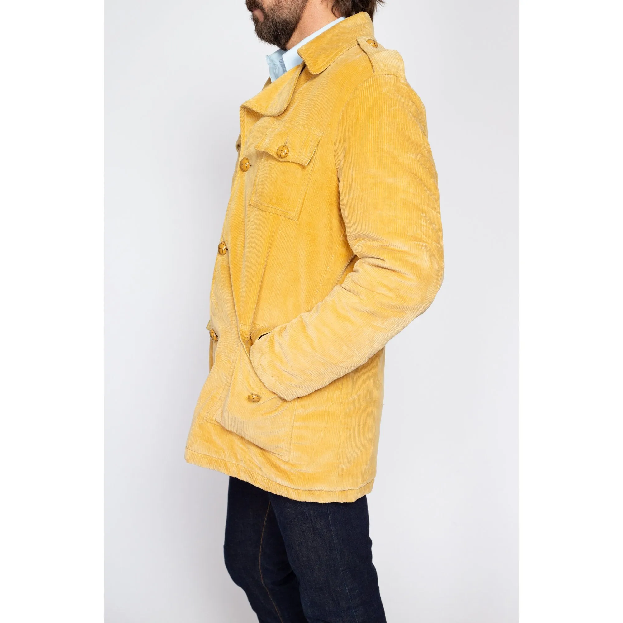 Medium 70s Mustard Yellow Corduroy Chore Coat