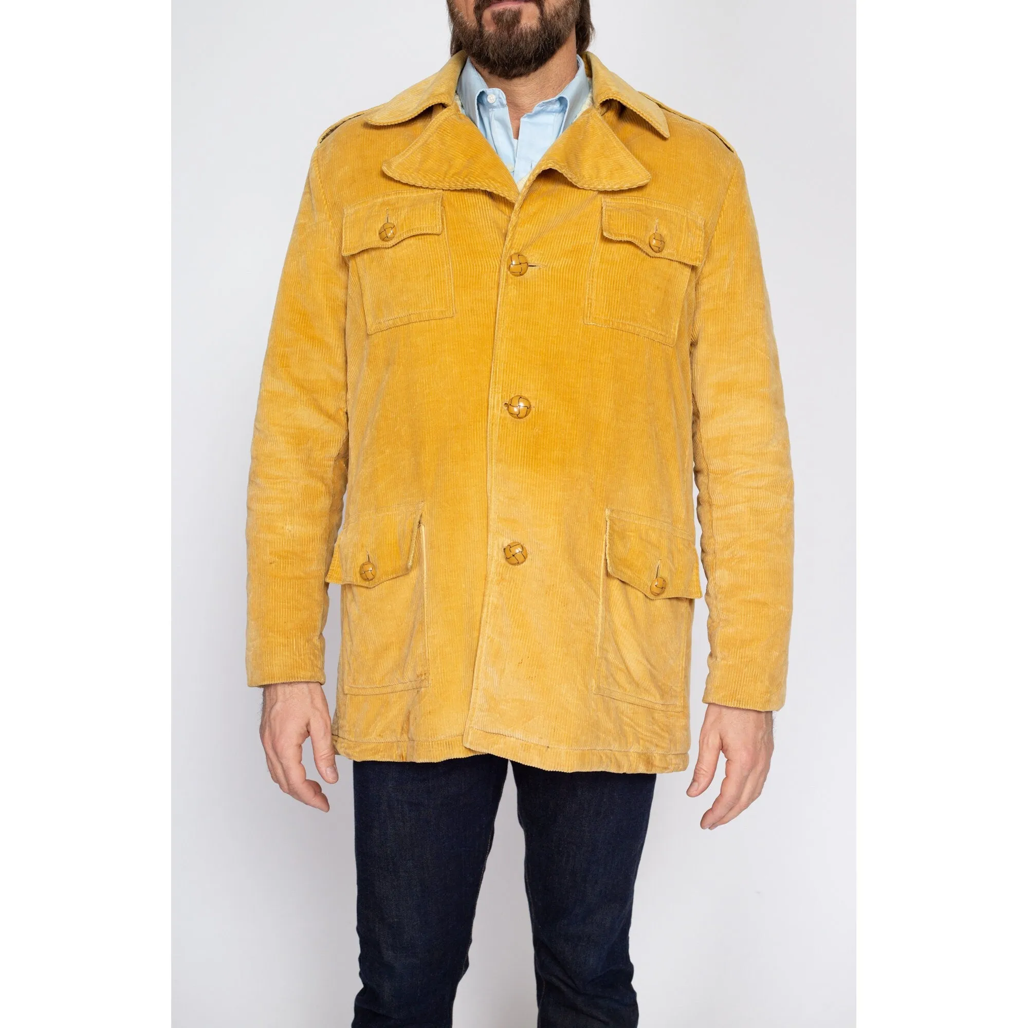 Medium 70s Mustard Yellow Corduroy Chore Coat