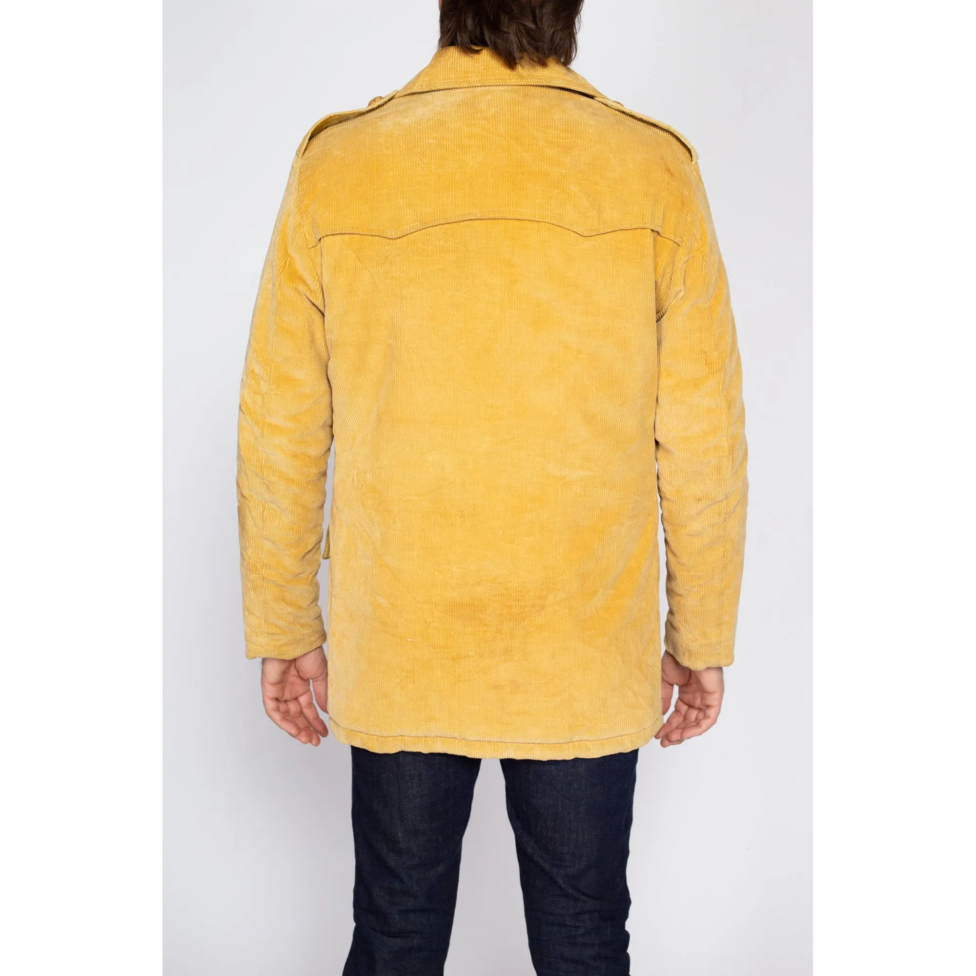 Medium 70s Mustard Yellow Corduroy Chore Coat