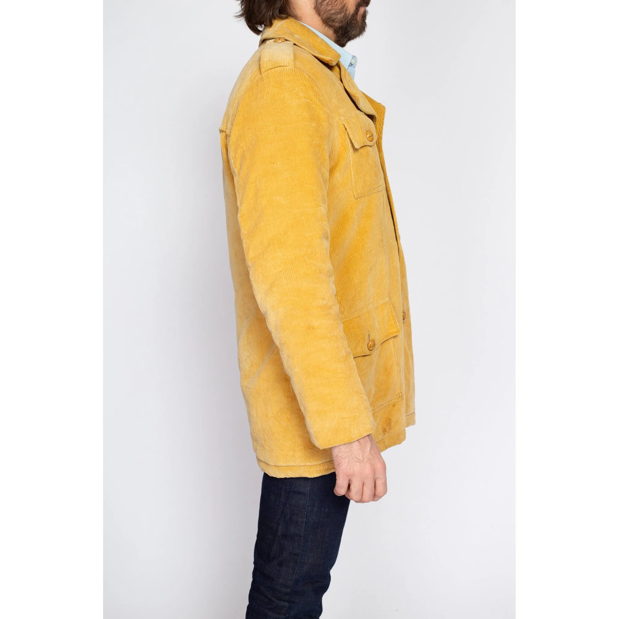 Medium 70s Mustard Yellow Corduroy Chore Coat