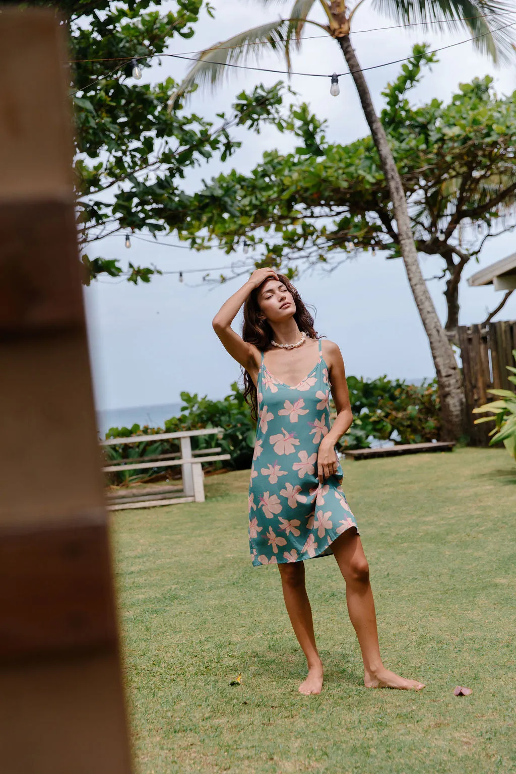 Meeya Dress in Koki'o Blossom (Teal)